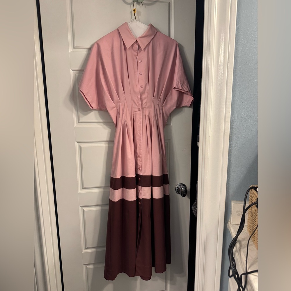 Anthropologie Tobie Elegant Pink and Plum Dress